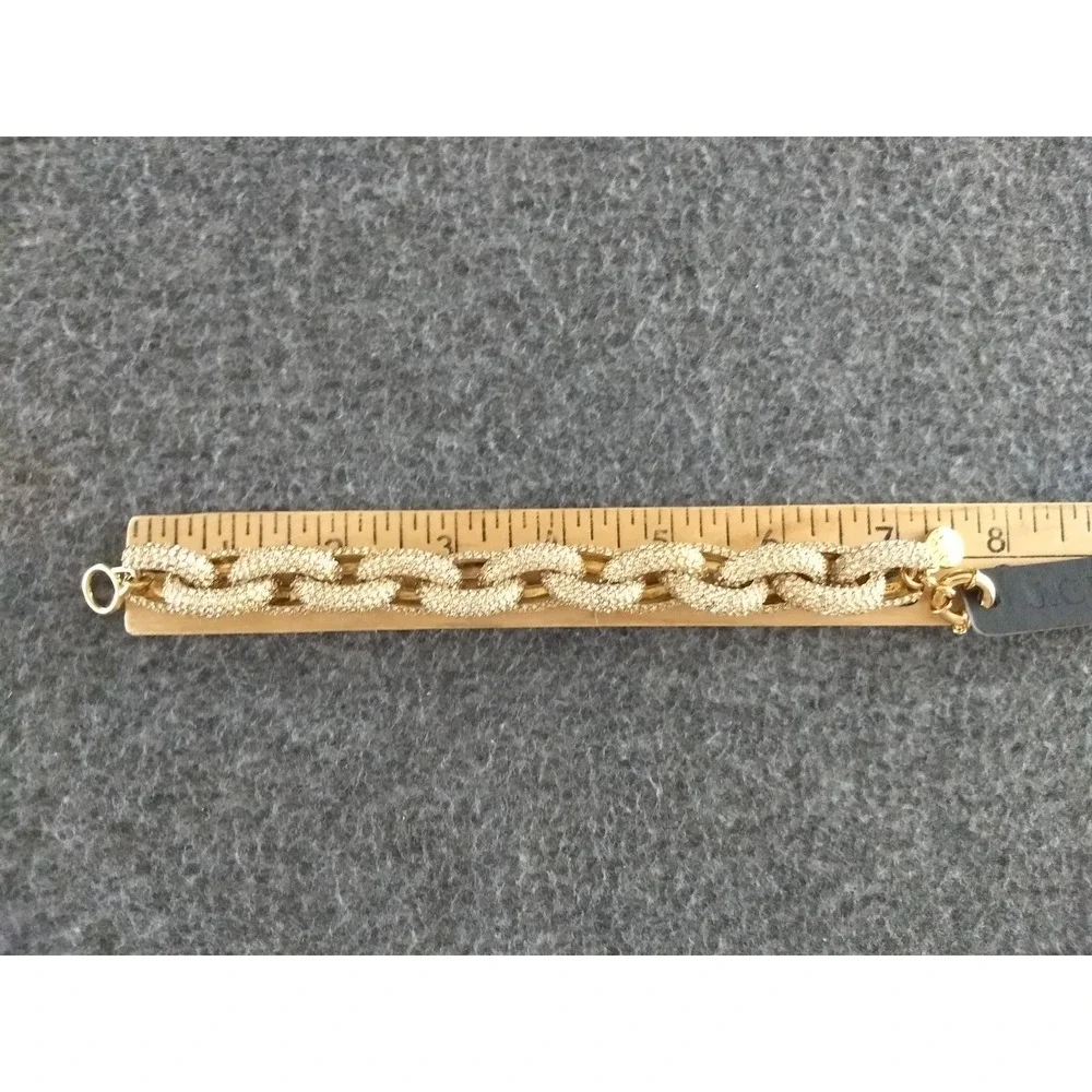 J Crew Pave Crystal‎ Chain Link Bracelet Gold-Tone Chunky Rhinestone Storage NEW